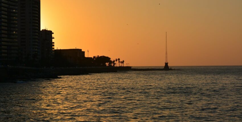 coucher de soleil sur Beyrouth, location jet privé