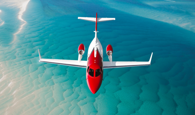 HondaJet en vol au-dessus de la mer