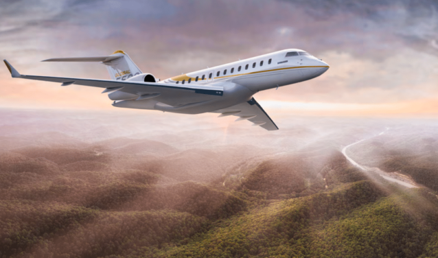 Location jet privé : G5500 volant au-dessus des montagnes.